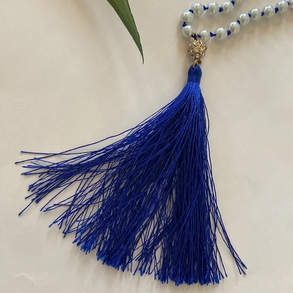 Long Bead & Tassel Necklace - Picture 2 of 6